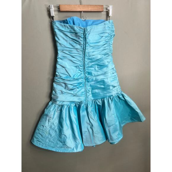 Vintage 90’s Betsey Johnson Evening Strapless Dress Sz 4 Cocktail Blue Mermaid - Picture 2 of 16